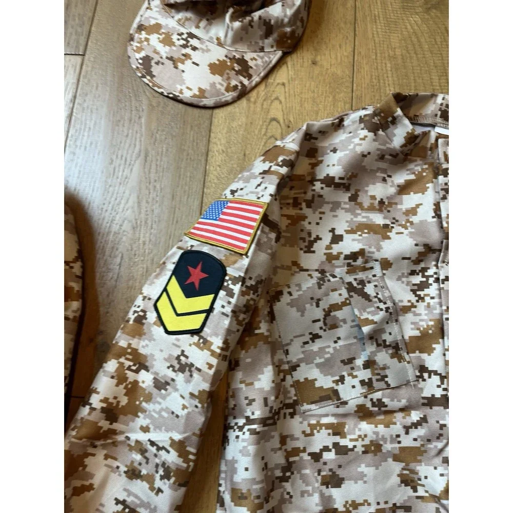 Army Military Combat Costume Kids Large Halloween + Accessories Open Box New